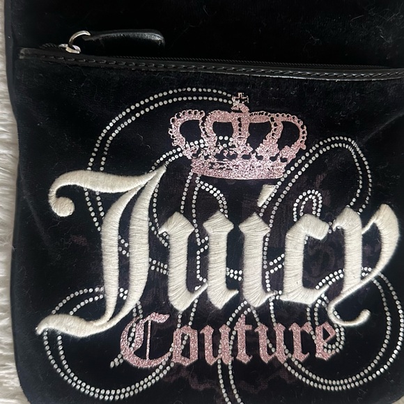 Juicy Couture Y2K Black Velour Crossbody Bag – 2011 Vintage Pink Sparkles - Picture 13 of 16